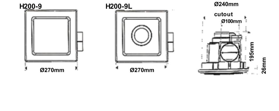 ALTAIR 3 Square Exhaust Fan 240mm