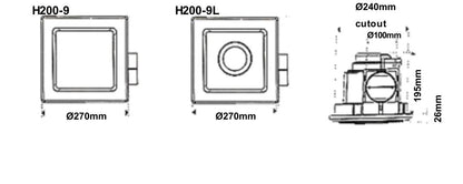 ALTAIR 3 Square Exhaust Fan 240mm