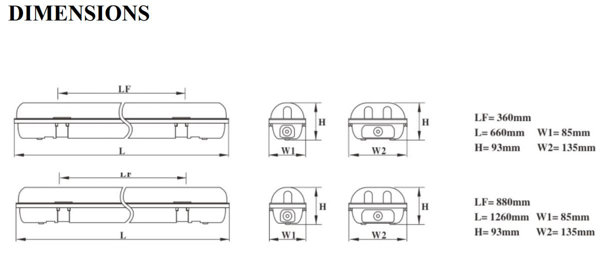 4ft W/P T8 Tube Battenled/Dpb236wp