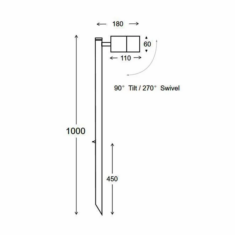 Single Head 1mtr Garden Spike Light3312l-Ss