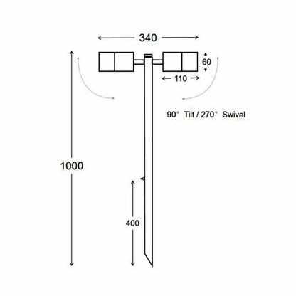 Double Head 1mtr Garden Spike Light