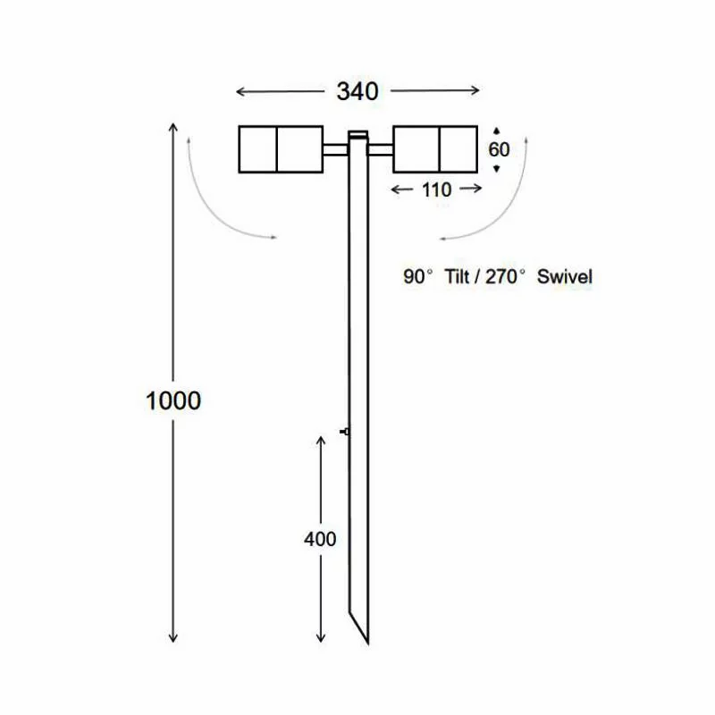 Double Head 1mtr Garden Spike Light