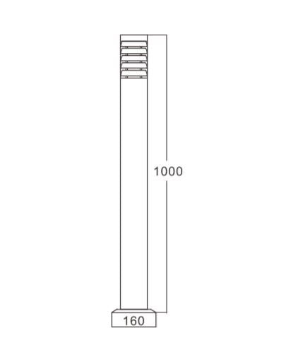 St714-1000 - 1mtr Bollard Light E27