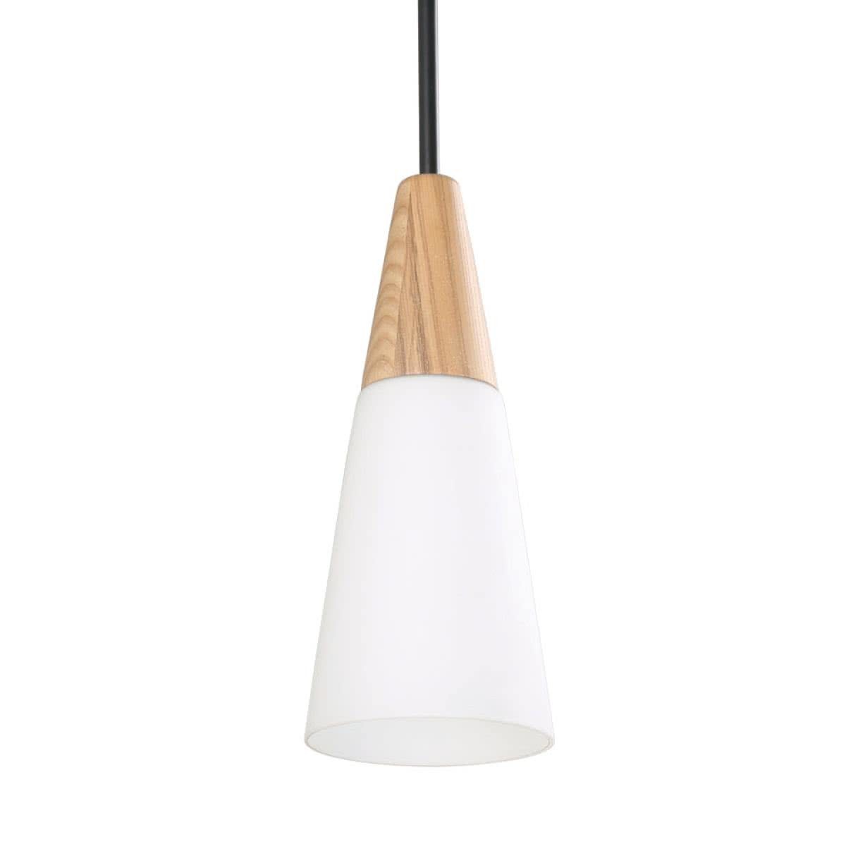 Finn Blonde Wood & Opal Cone Pendant Light