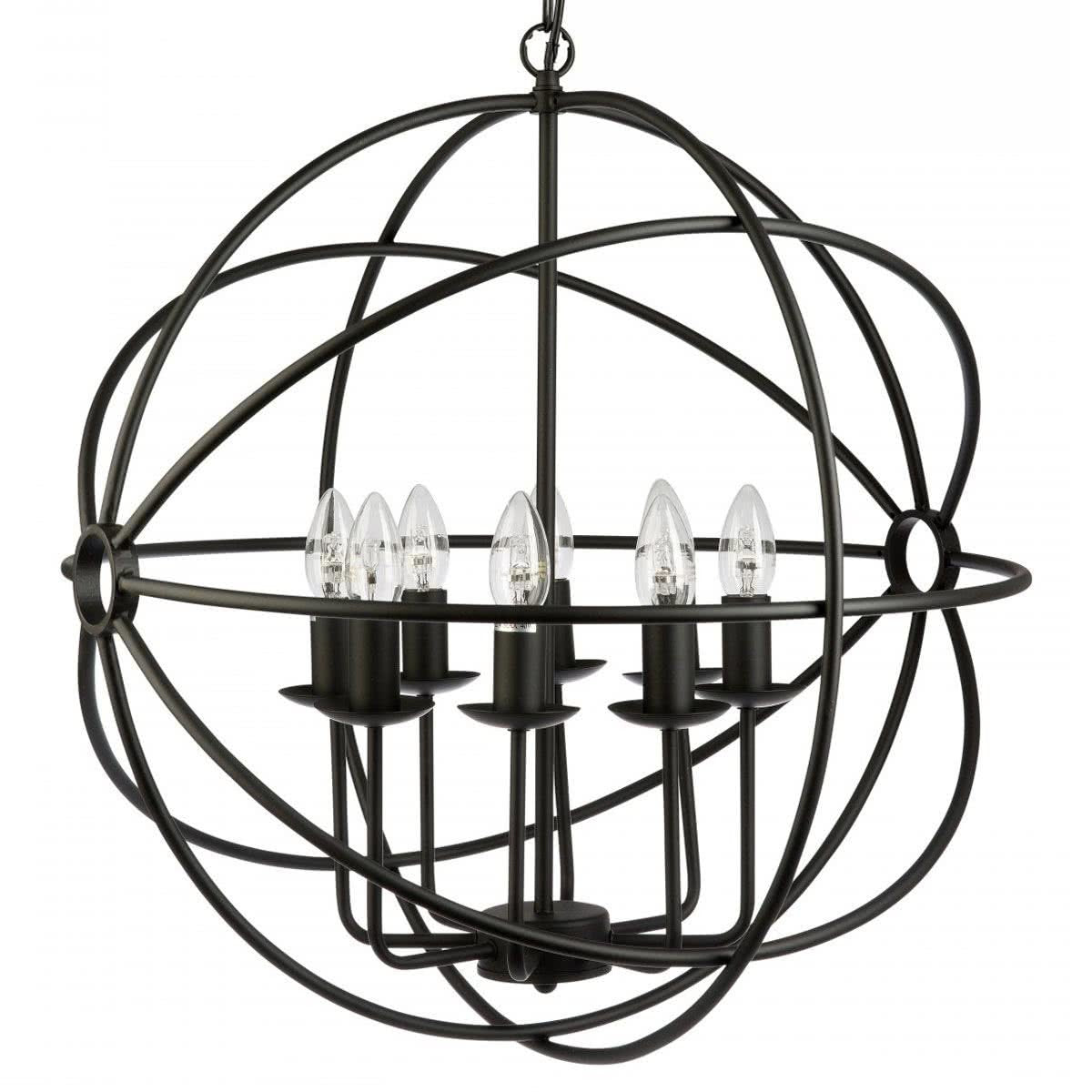 Cantina 8 Light Black Metal Cage Round Pendant Light