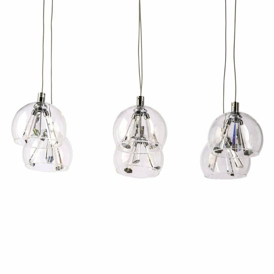 Champagne 6 Light Crystal & Clear Glass Chrome Plate Pendant