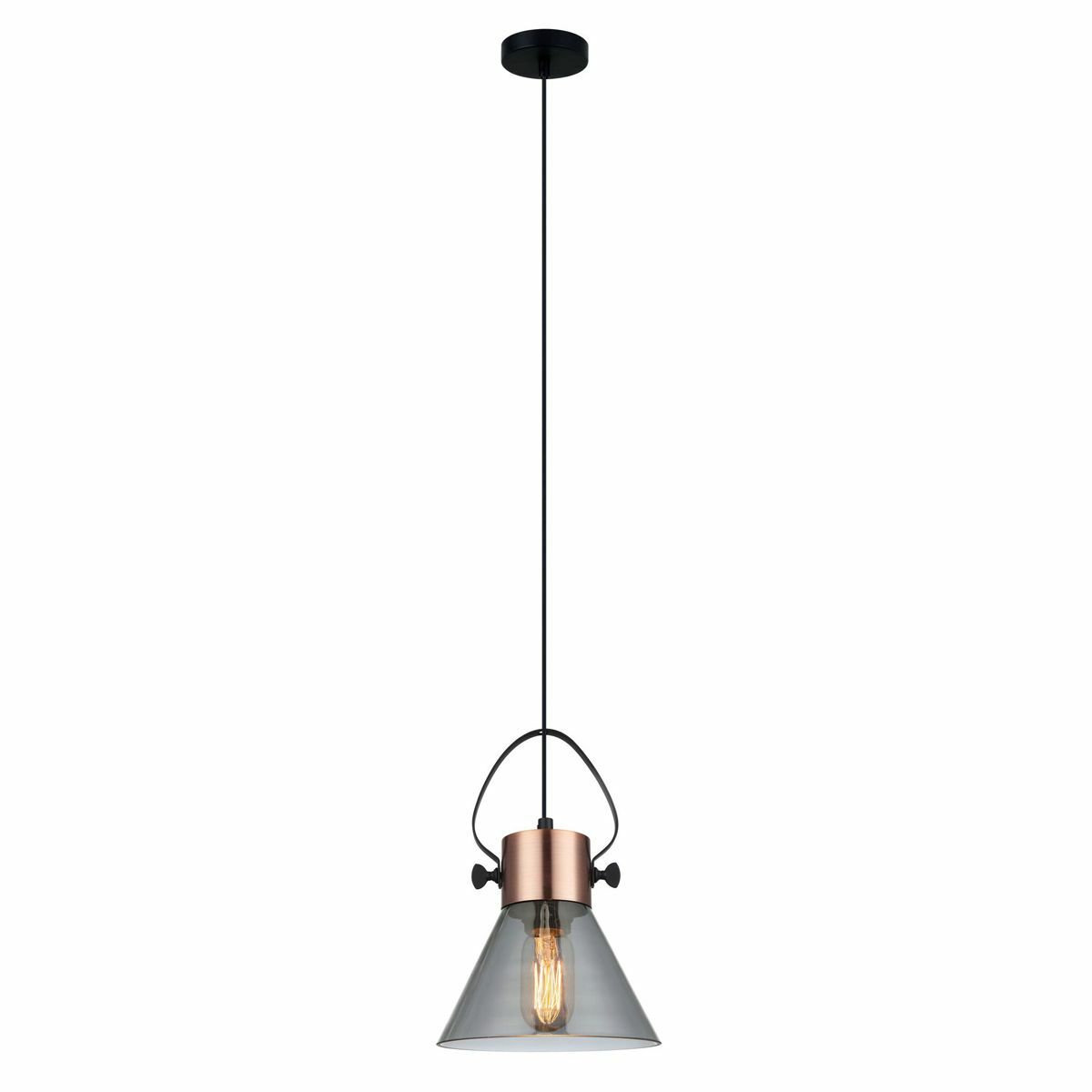 Fumoso Cone Copper and Smoked Glass Pendant Light