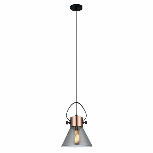 Fumoso Cone Copper and Smoked Glass Pendant Light