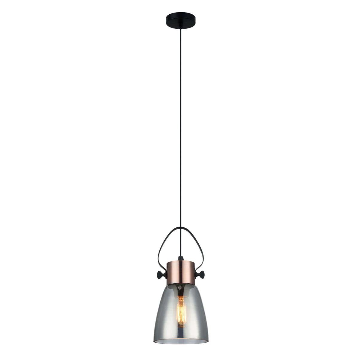 Fumoso Ellipse Copper and Smoked Glass Pendant Light