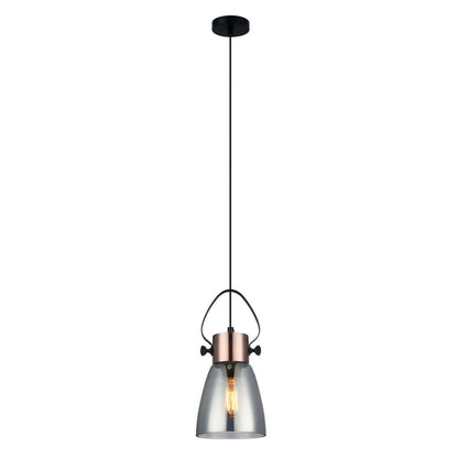 Fumoso Ellipse Copper and Smoked Glass Pendant Light