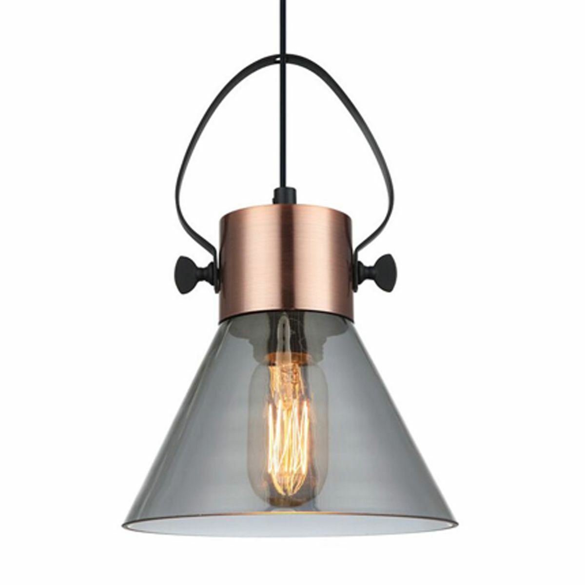 Fumoso Cone Copper and Smoked Glass Pendant Light