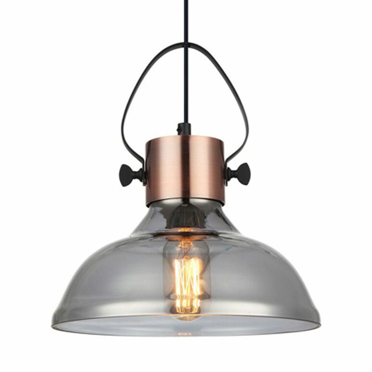 Fumoso Dome Copper and Smoked Glass Pendant Light