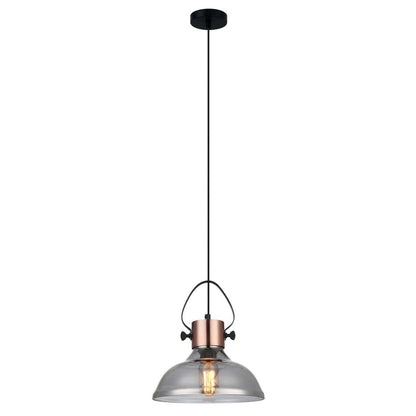 Fumoso Dome Copper and Smoked Glass Pendant Light