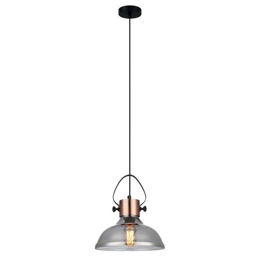 Fumoso Dome Copper and Smoked Glass Pendant Light