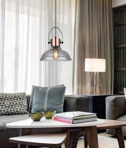 Fumoso Dome Copper and Smoked Glass Pendant Light