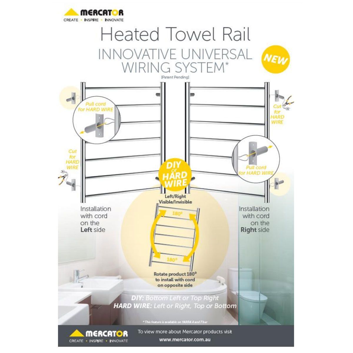 Yarra 4 Bar Stainless Steel Heated Towel Rail