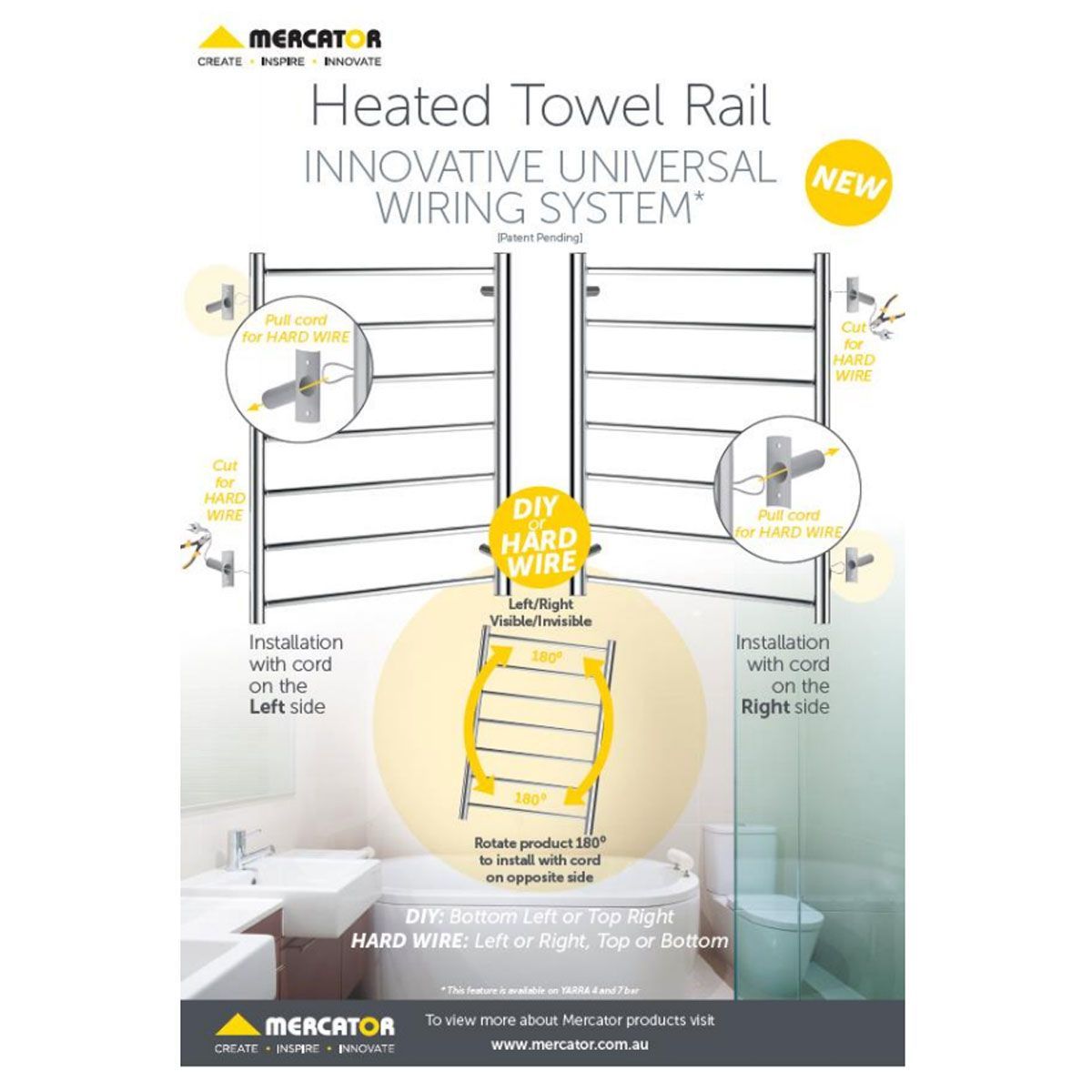 Yarra 7 Bar Stainless Steel Heated Towel Rail