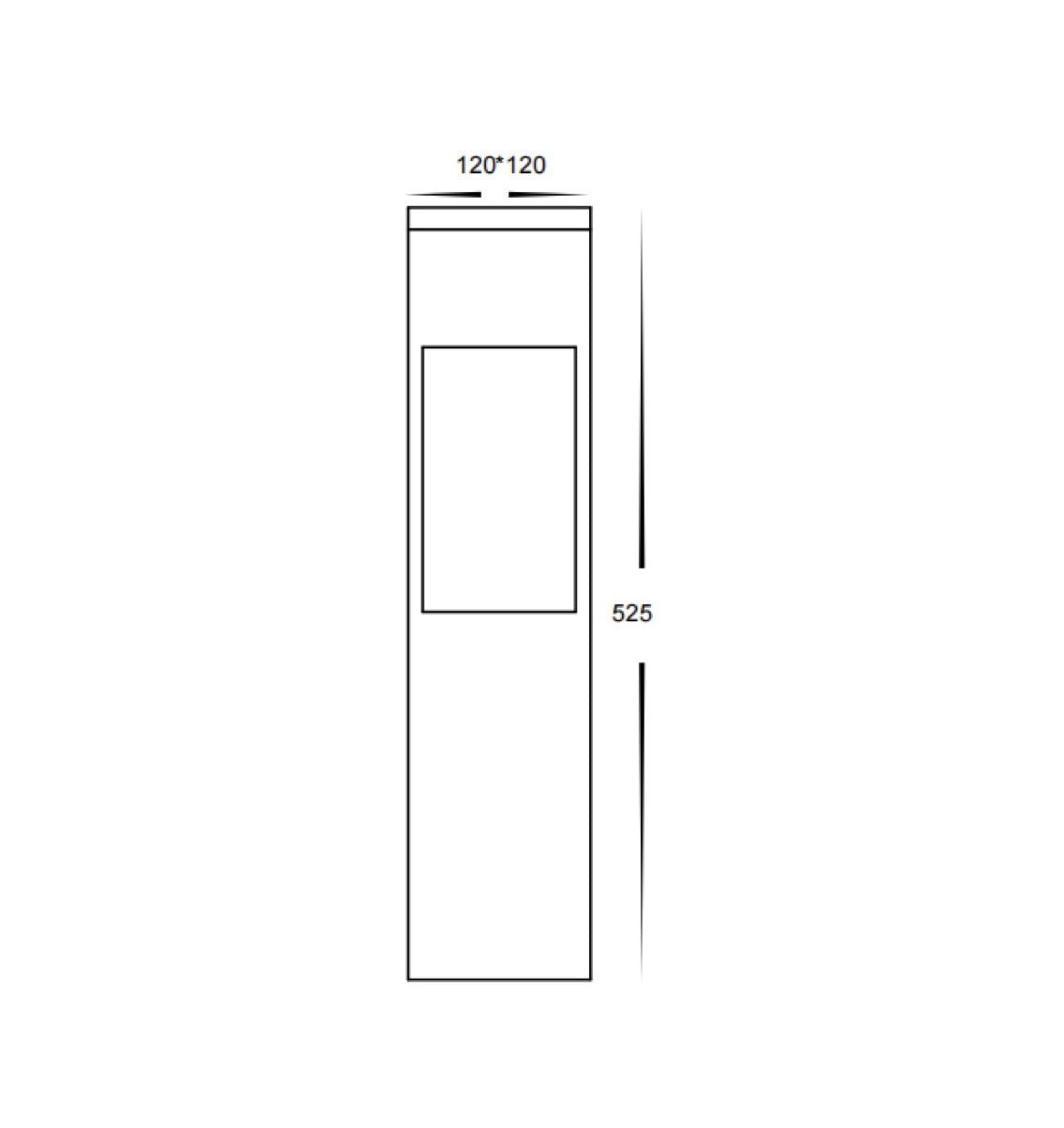 Black Square Bollard - 525mm