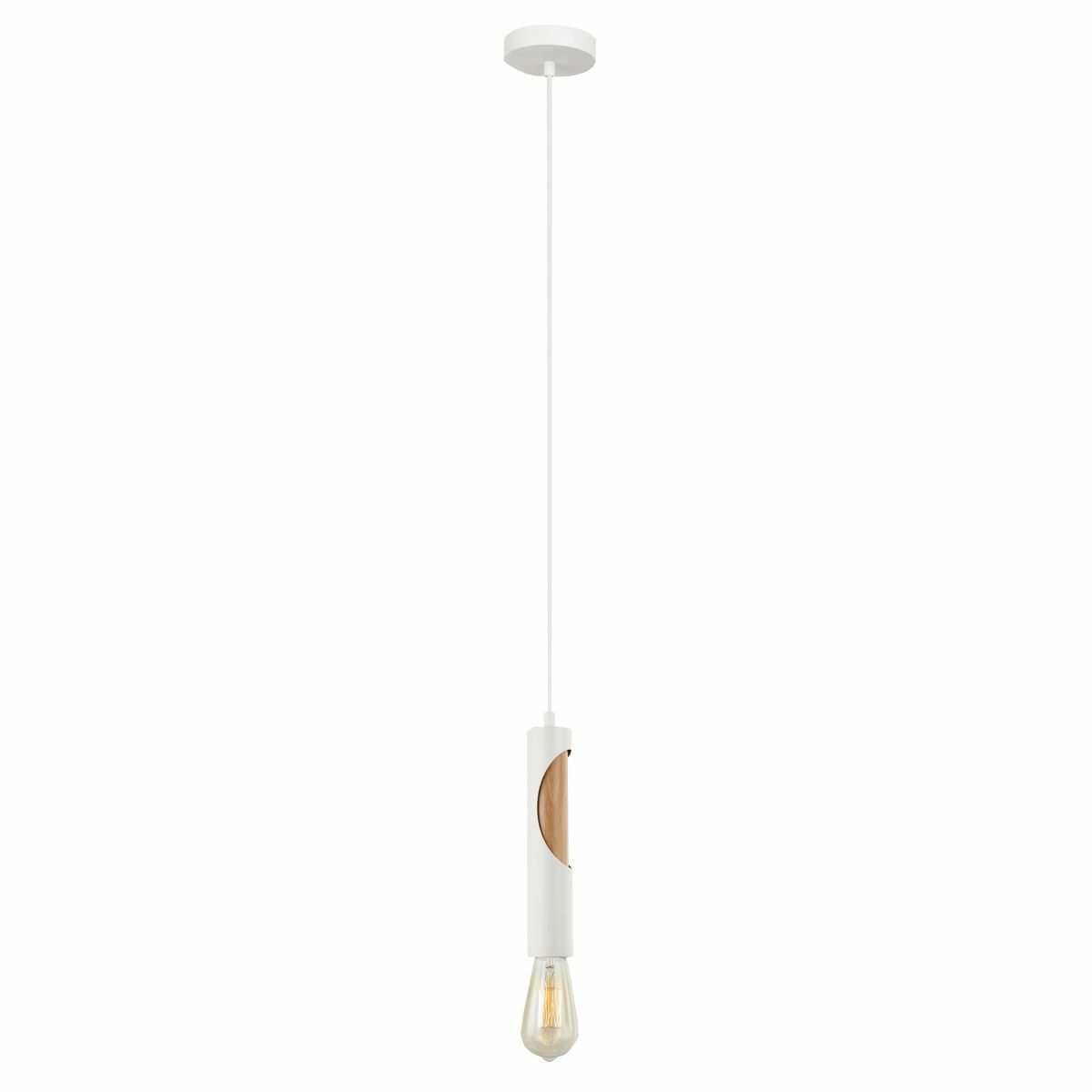 Slim Metal and Blonde Wood Pendant Light