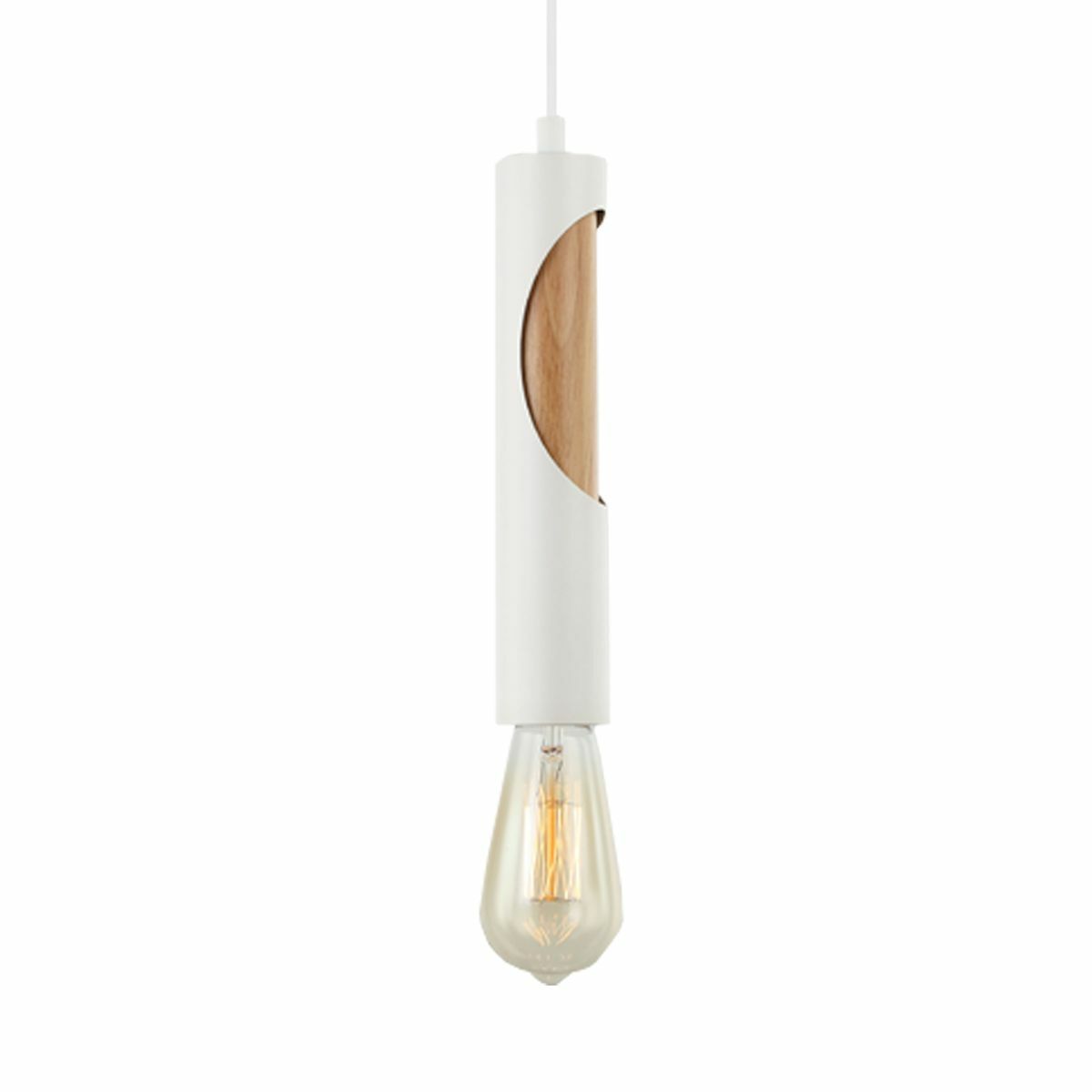 Slim Metal and Blonde Wood Pendant Light