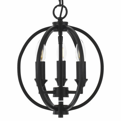 Kendall 3 Light Black Steel Round Pendant