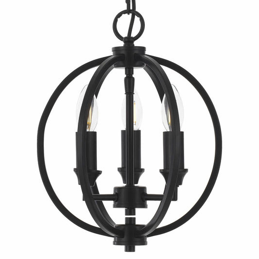 Kendall 3 Light Black Steel Round Pendant