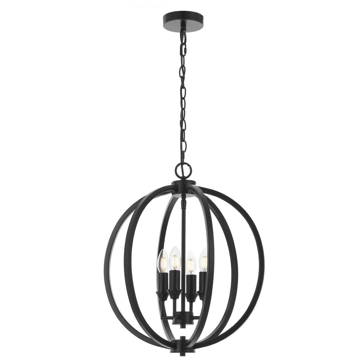 Kendall 4 Light Black Steel Round Pendant