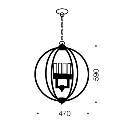 Kendall 4 Light Black Steel Round Pendant