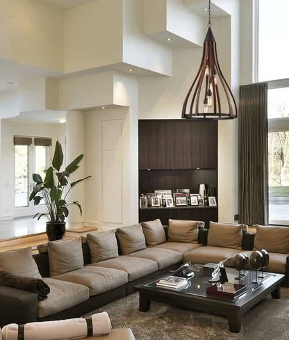 Khaleesi Oak Dark Red Wood Pendant Light