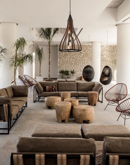 Khaleesi Oak Dark Red Wood Pendant Light