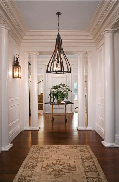 Khaleesi Oak Dark Red Wood Pendant Light