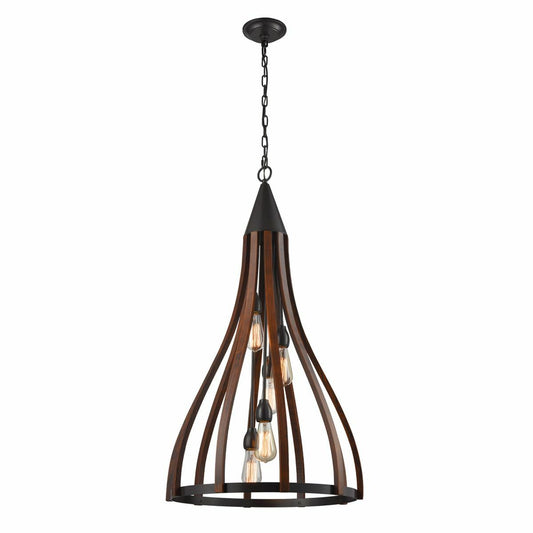 Khaleesi Oak Dark Red Wood Pendant Light