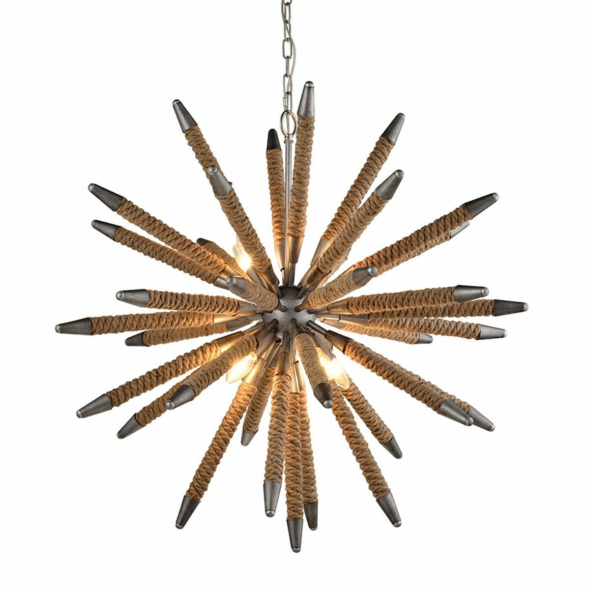 Mazza Weathered Zinc & Natural Rope Pendant Light
