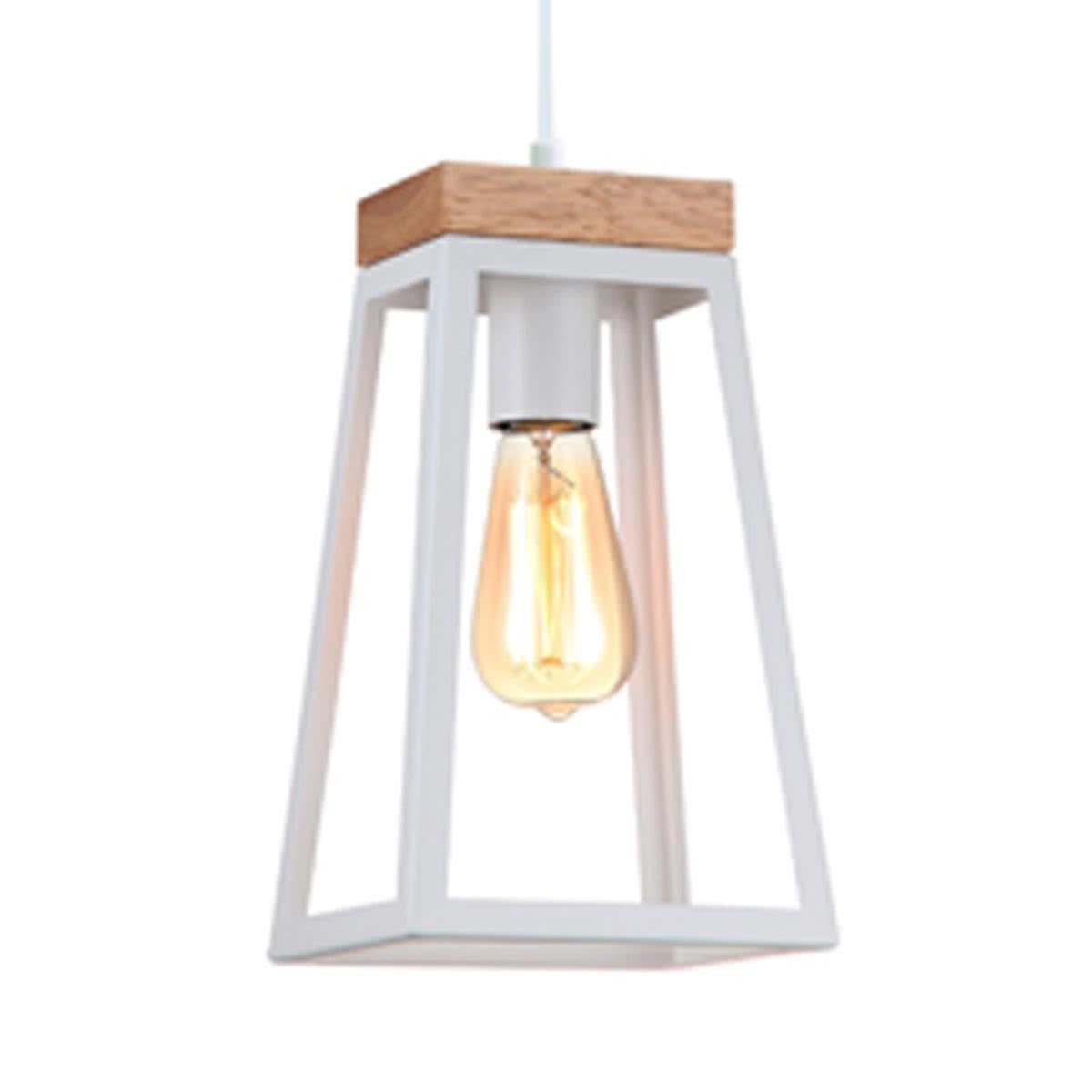 Lanterna Trapezium Iron and Wood Pendant Light