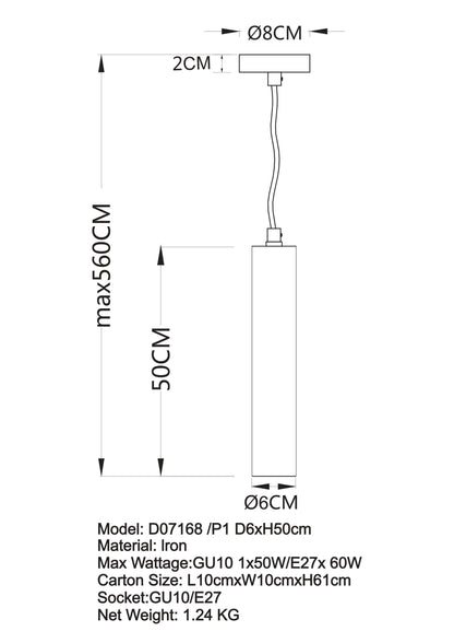 Toress Cylinder Pendant 50cm
