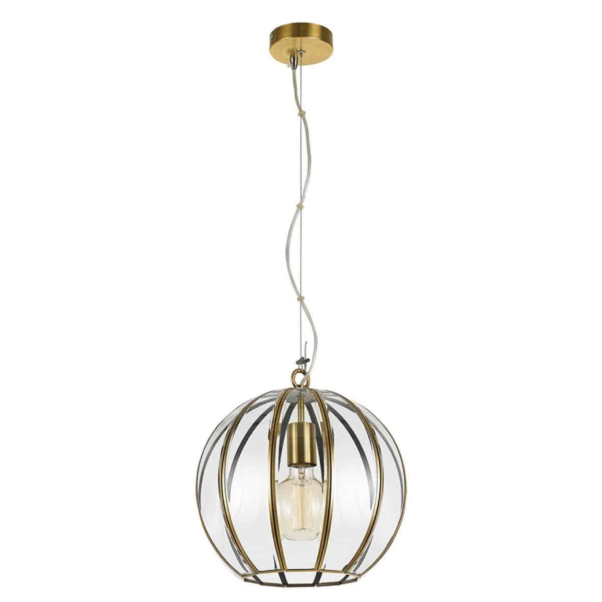 Medina 30 Antique Brass Contemporary Sphere Pendant Light