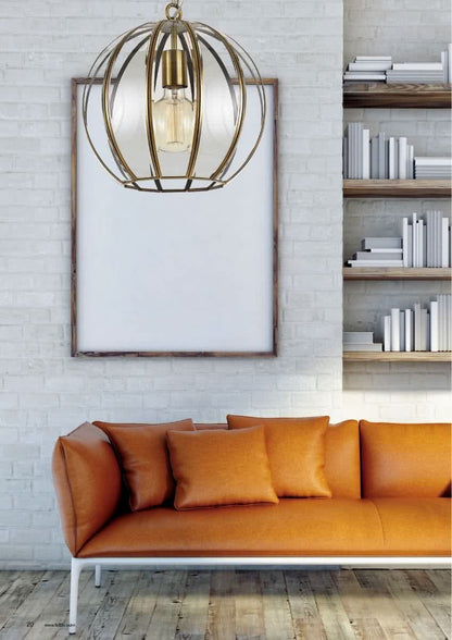 Medina 30 Antique Brass Contemporary Sphere Pendant Light