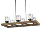 Meti Rectangular Chestnut Wood Frame Clear Glass Pendant Light