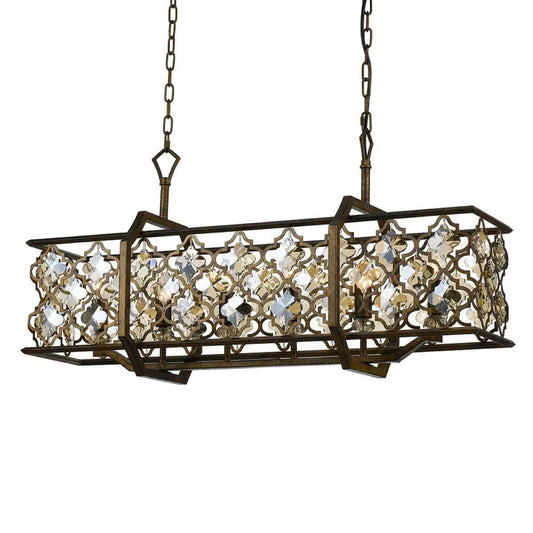 Mimosa 6 Light Boho Mocca With Crystal Pendant Light