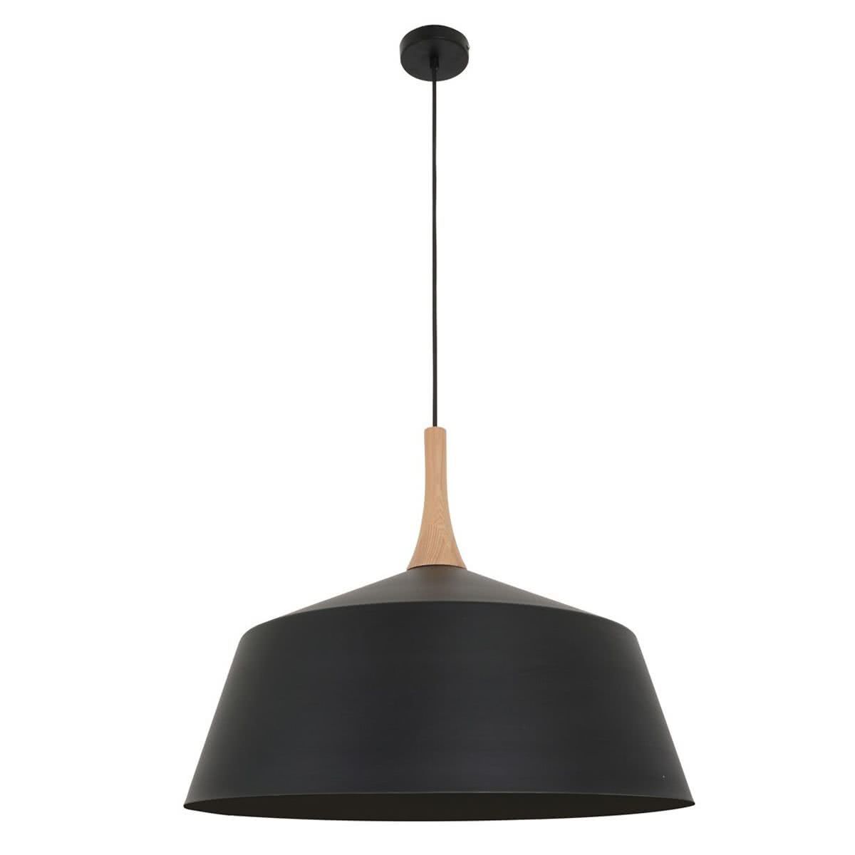 Nordic Metal and Oak Large Pendant Light