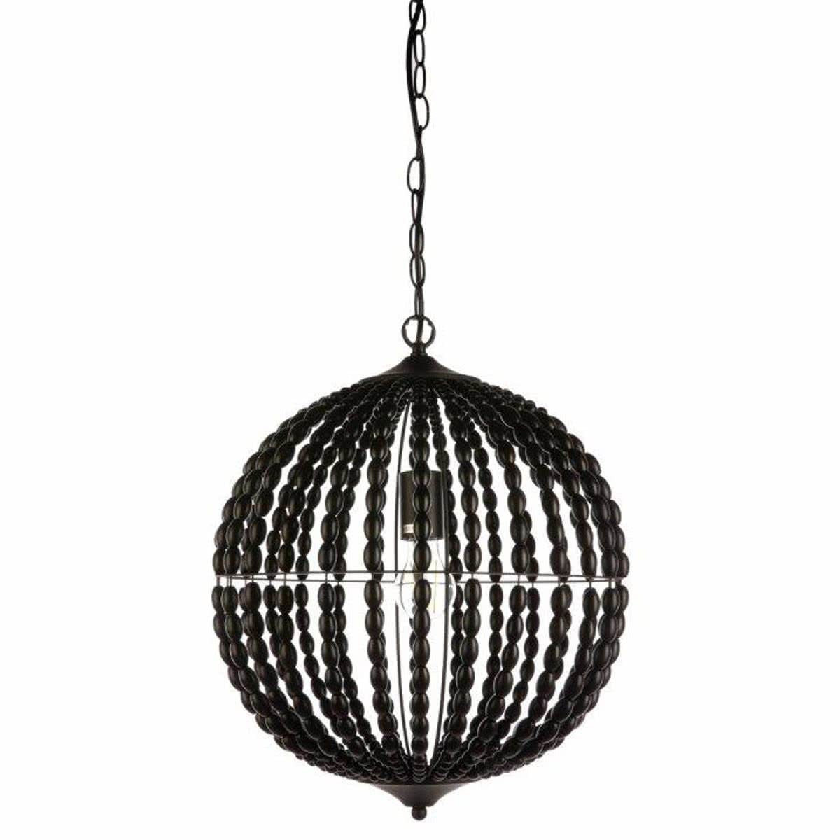 Novak 1 Light Beaded Wood Pendant