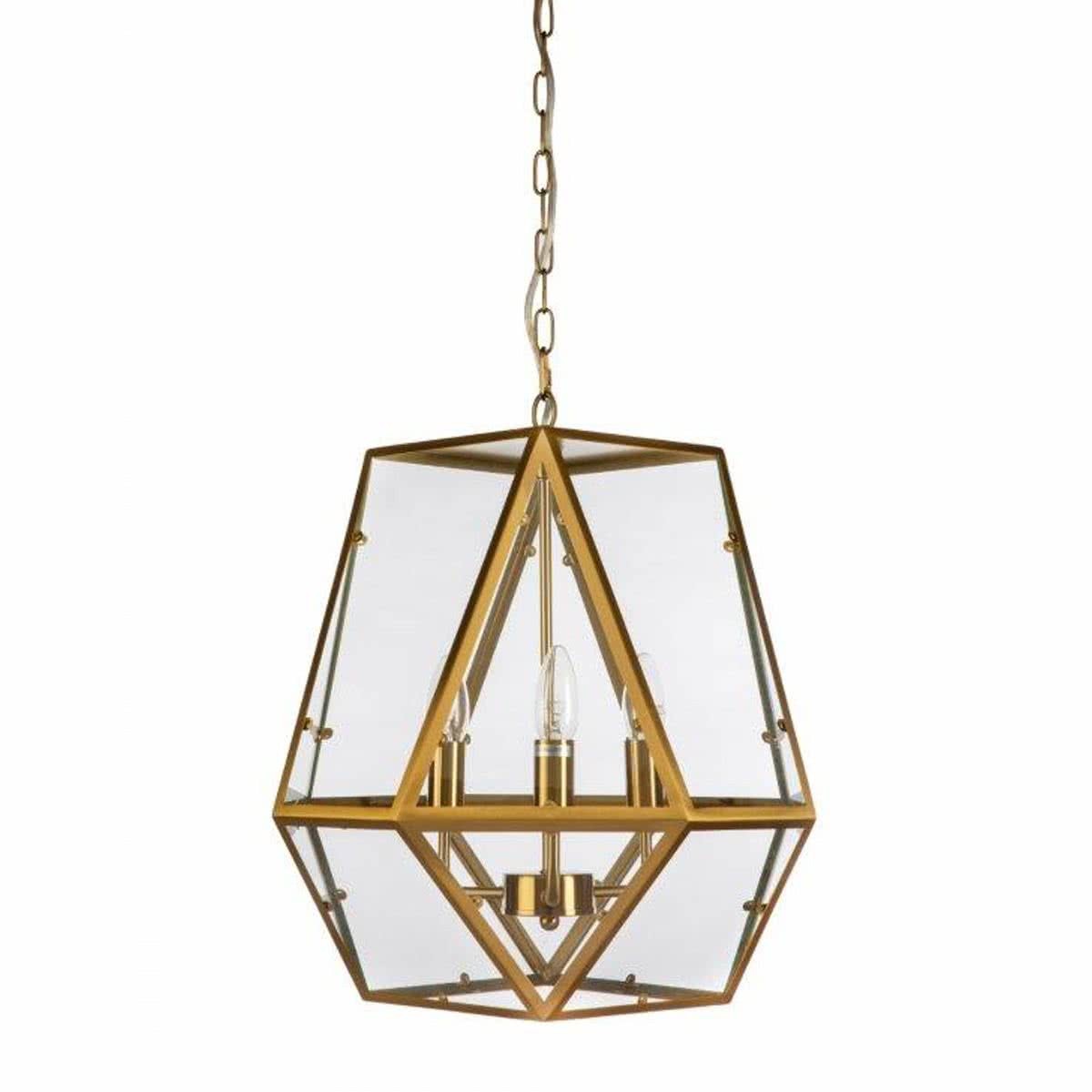 Pauline Metal & Clear Glass 3 Light Pendant
