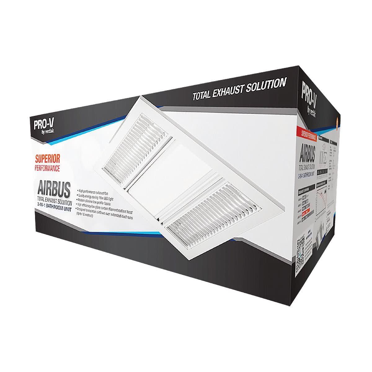 Airbus Premium Bathroom 3 In 1 Heater Exhaust Fan Light