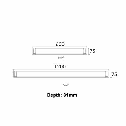 Razor 18w LED Tri Colour Low Profile 600mm Batten Light