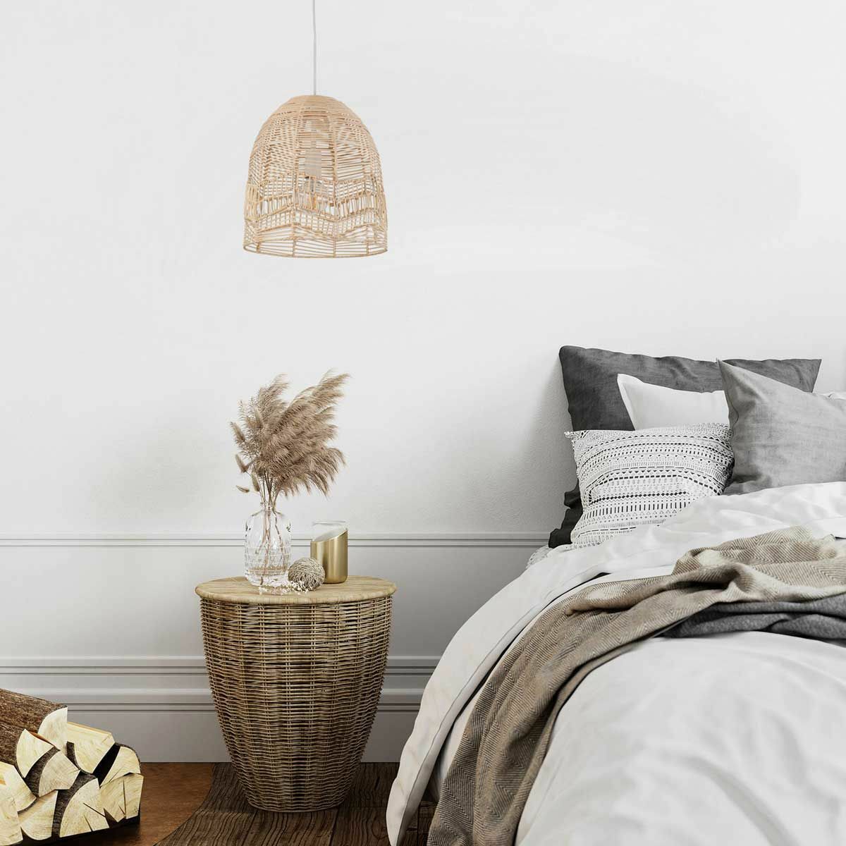 Rota Natural Rattan Ellipse Pendant Light