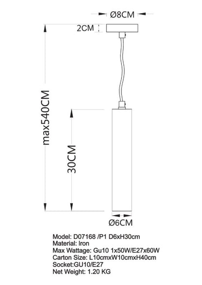 Toress Cylinder Pendant 30cm