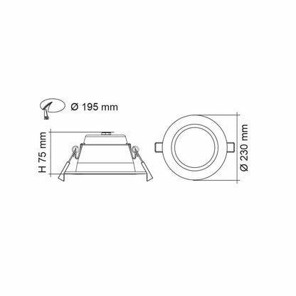 Premier 23w/30w Dual Power LED Tri Colour Downlight