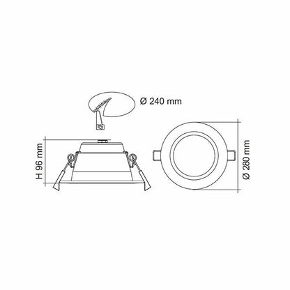 Premier 30w/40w Dual Power LED Tri Colour Downlight