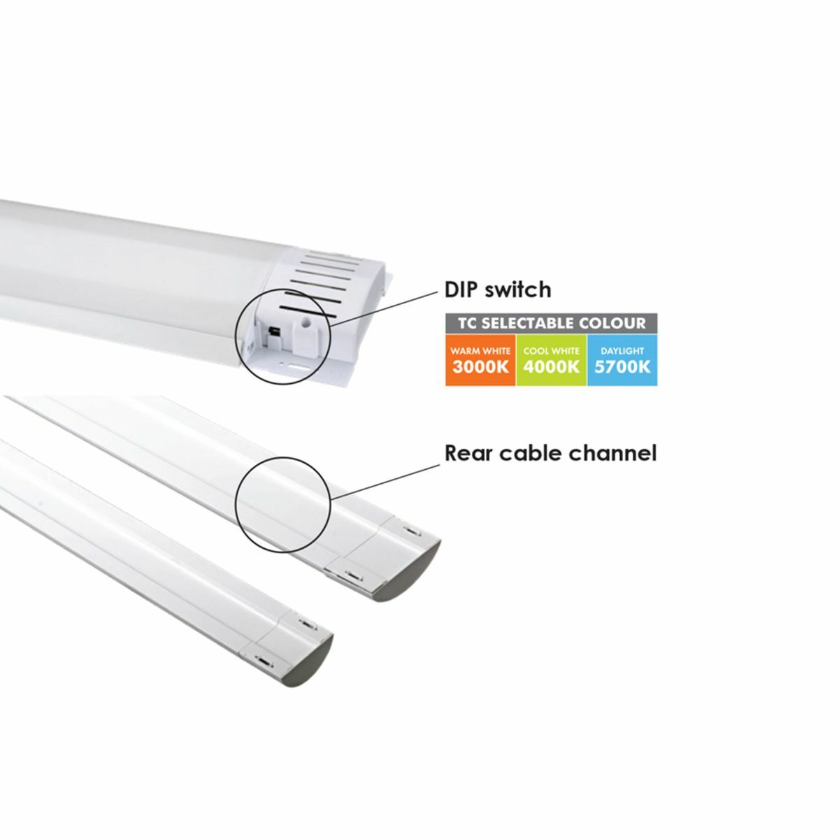 Blade 25w LED Tri Colour Low Profile 600mm Batten Light