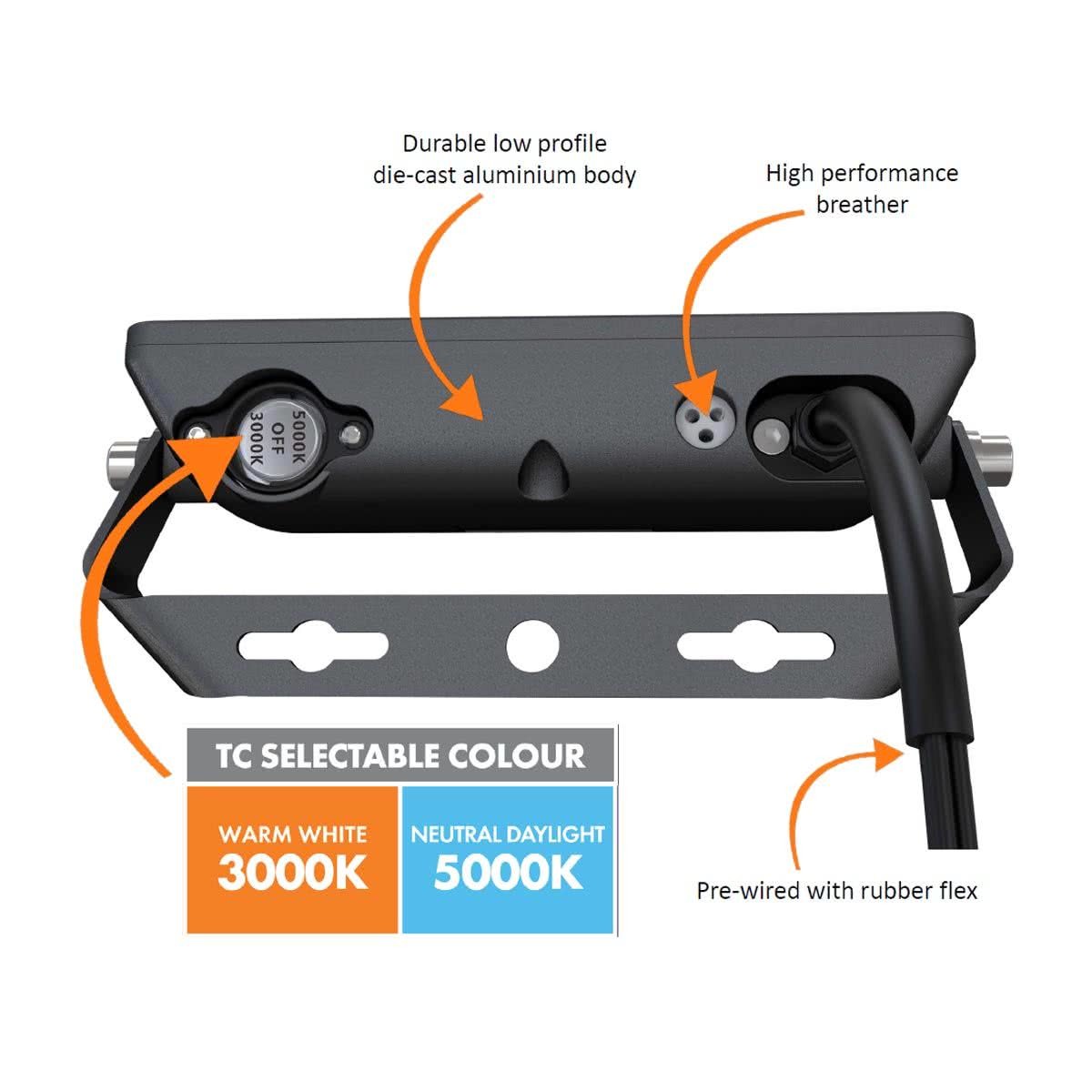 Starpad 30w LED Tri Colour Slimline Outdoor Floodlight